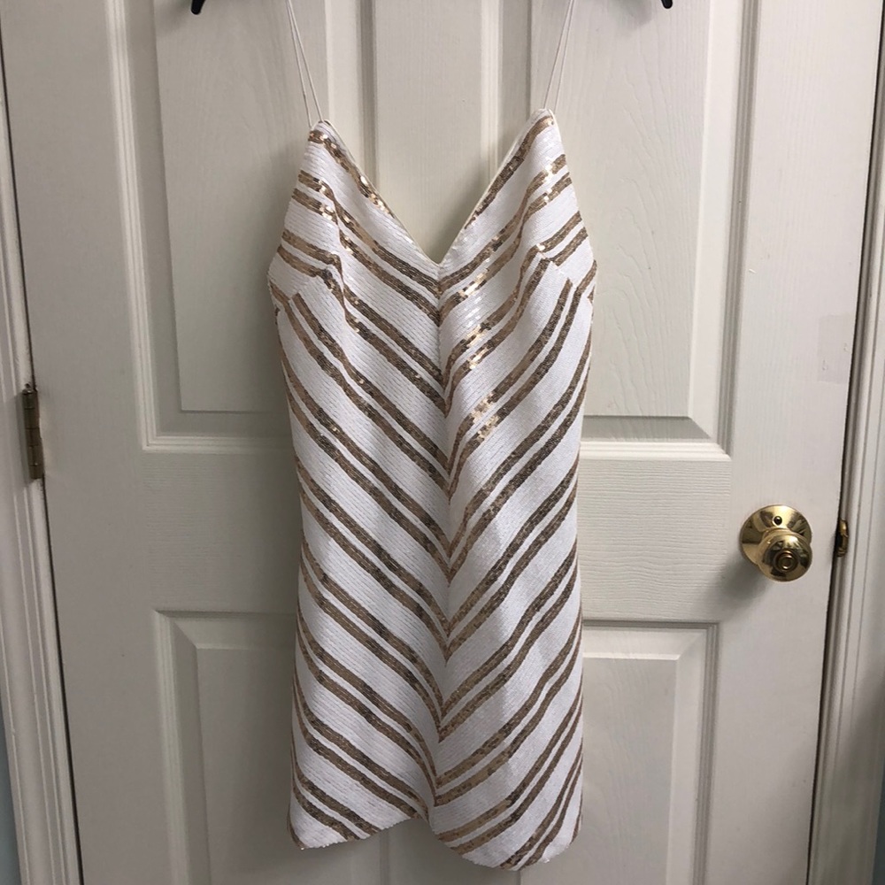 White and Gold Sequined Nightlife Dress